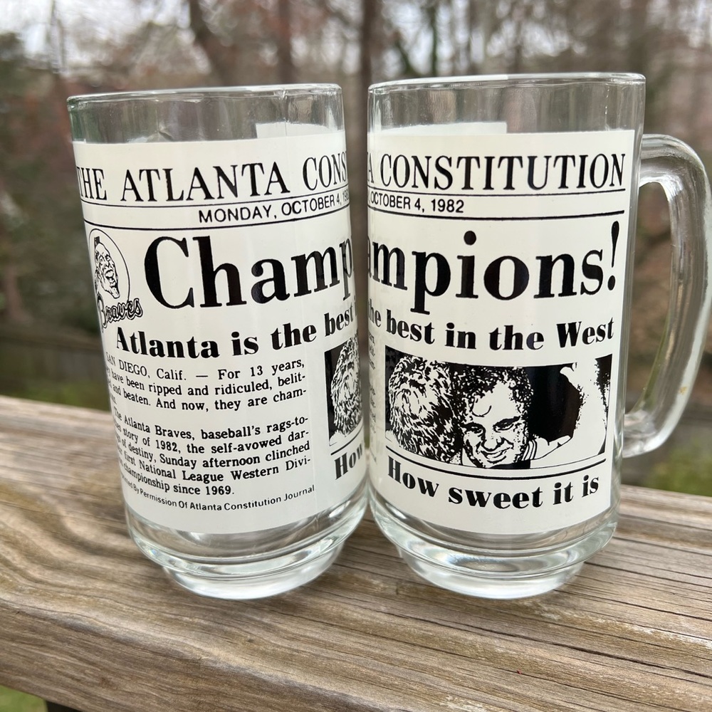 Vtg 1989 Atlanta Braves Championship Glass Mug Stein